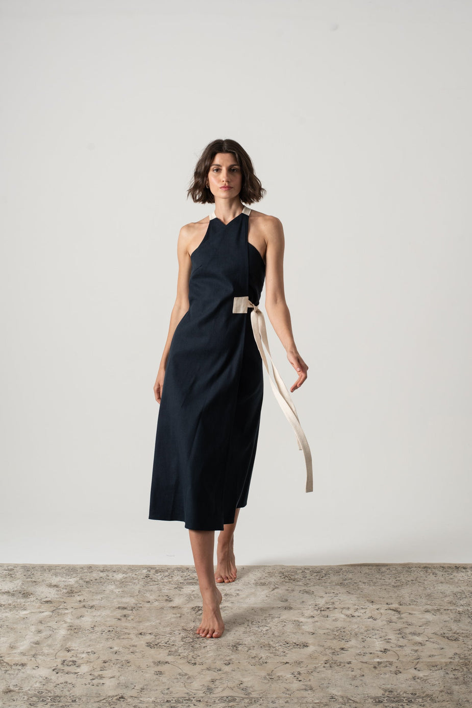 Linen Wrap Midi Dress main image 0