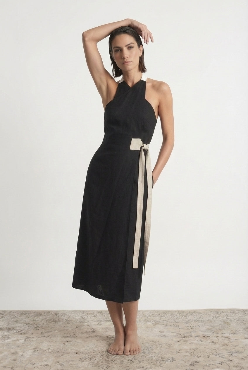 Zulu Wrap Dress in Black Luxmii