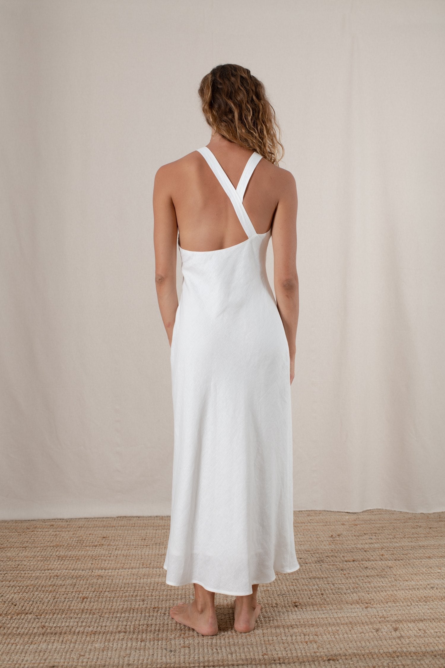 Bellez Linen Maxi Dress White - LUXMII